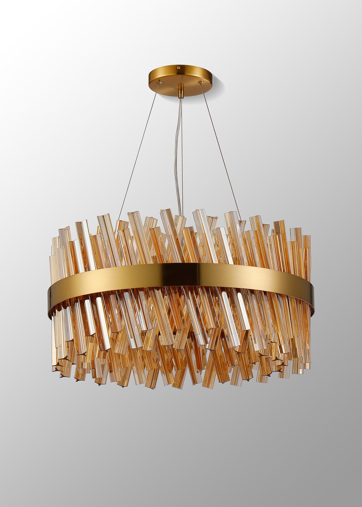 Melville 60cm 18 Light G9, Pendant Round, Brass / Amber Item Weight: 16.81kg