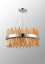 Melville 60cm 18 Light G9, Pendant Round, Polished Nickel / Amber Item Weight: 16.81kg