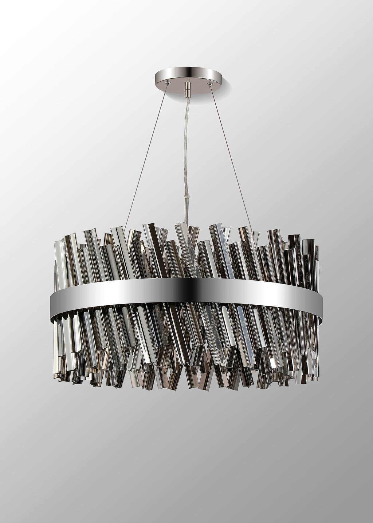 Melville 60cm 18 Light G9, Pendant Round, Polished Nickel / Smoke Item Weight: 16.81kg