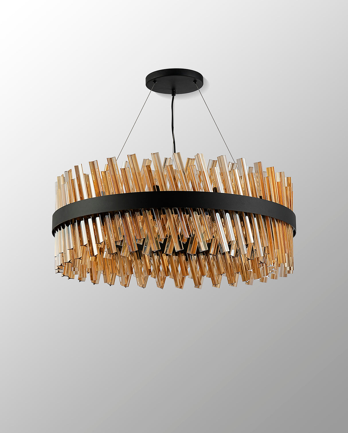 Melville 80cm 24 Light G9, Pendant Round, Satin Black / Amber Item Weight: 23.13kg