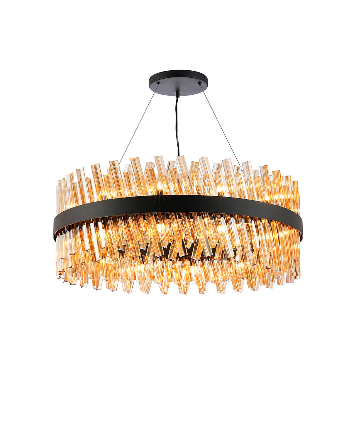 Melville 80cm 24 Light G9, Pendant Round, Satin Black / Amber Item Weight: 23.13kg