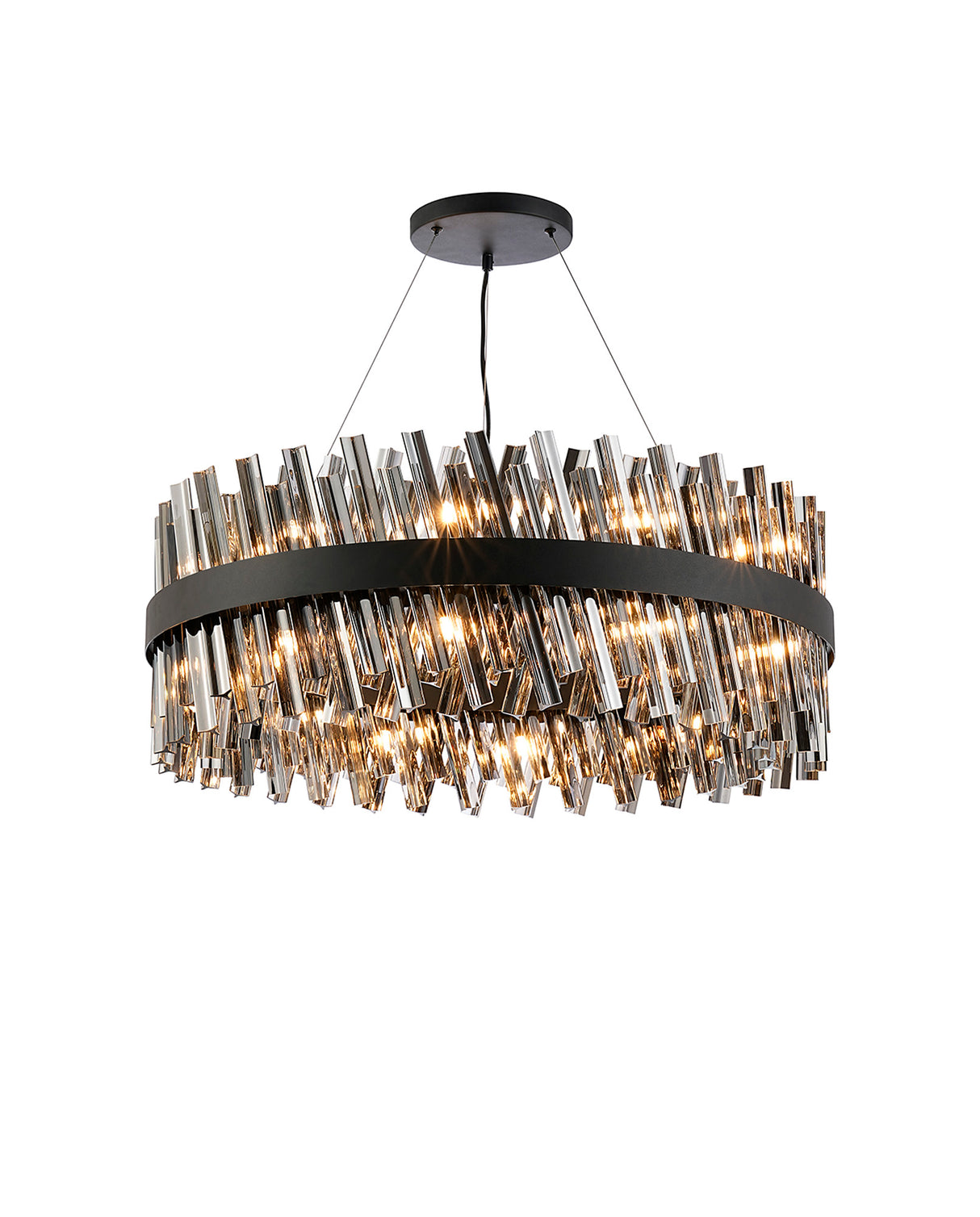 Melville 80cm 24 Light G9, Pendant Round, Satin Black / Smoke Item Weight: 23.13kg