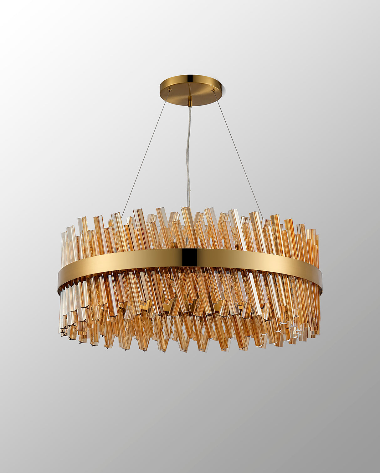 Melville 80cm 24 Light G9, Pendant Round, Brass / Amber Item Weight: 23.13kg