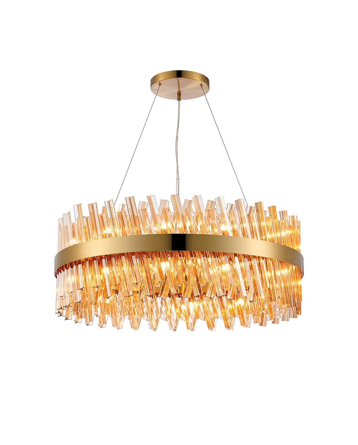 Melville 80cm 24 Light G9, Pendant Round, Brass / Amber Item Weight: 23.13kg