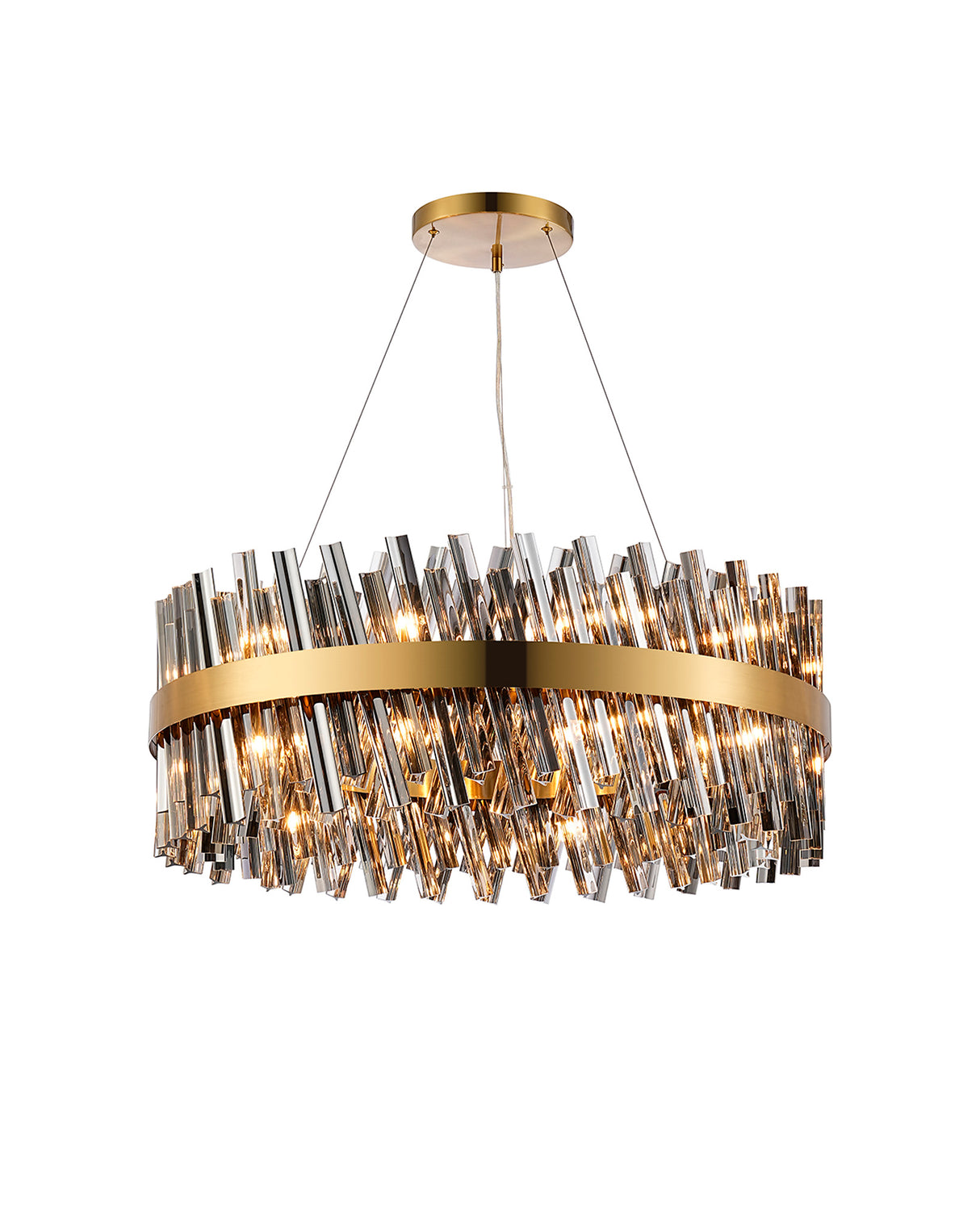 Melville 80cm 24 Light G9, Pendant Round, Brass / Smoke Item Weight: 23.13kg