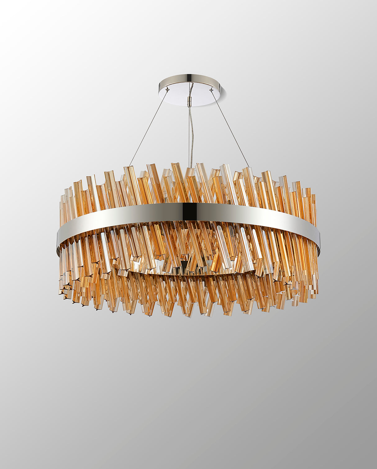 Melville 80cm 24 Light G9, Pendant Round, Polished Nickel / Amber Item Weight: 23.13kg