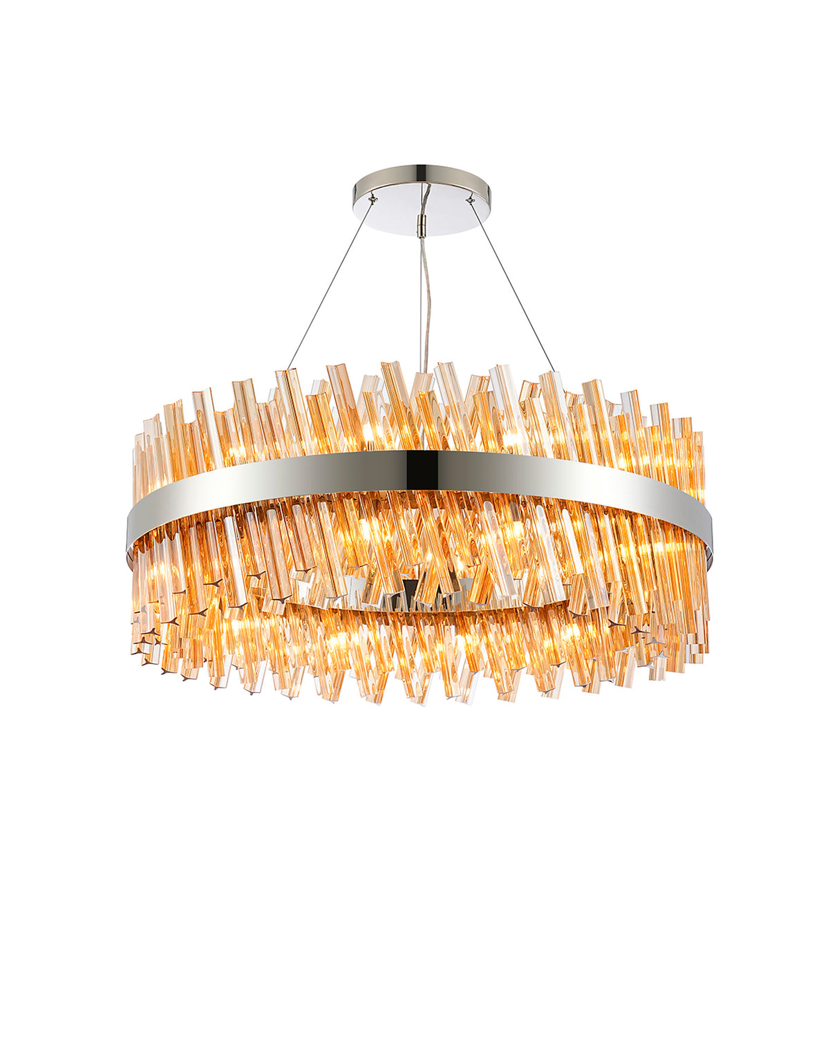 Melville 80cm 24 Light G9, Pendant Round, Polished Nickel / Amber Item Weight: 23.13kg