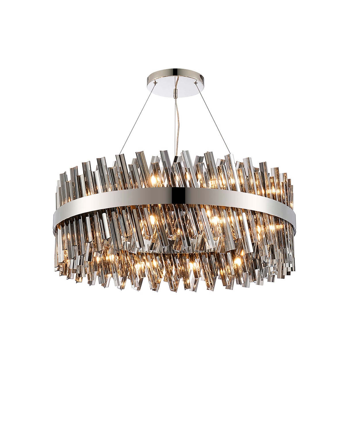 Melville 80cm 24 Light G9, Pendant Round, Polished Nickel / Smoke Item Weight: 23.13kg