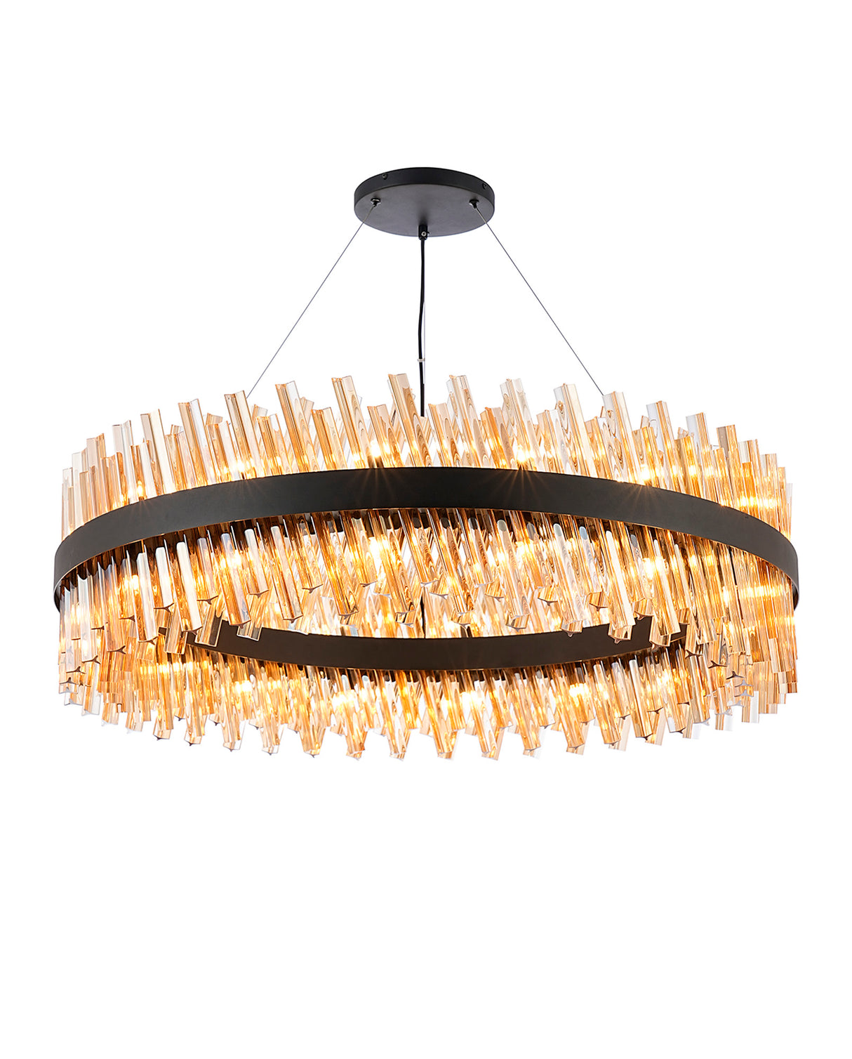 Melville 1m 32 Light G9, Pendant Round, Satin Black / Amber Item Weight: 29.51kg