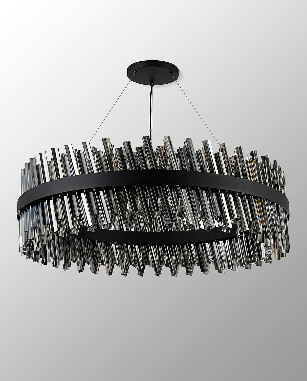 Melville 1m 32 Light G9, Pendant Round, Satin Black / Smoke Item Weight: 29.51kg