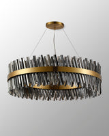 Melville 1m 32 Light G9, Pendant Round, Brass / Smoke Item Weight: 29.51kg