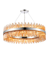 Melville 1m 32 Light G9, Pendant Round, Polished Nickel / Amber Item Weight: 29.51kg