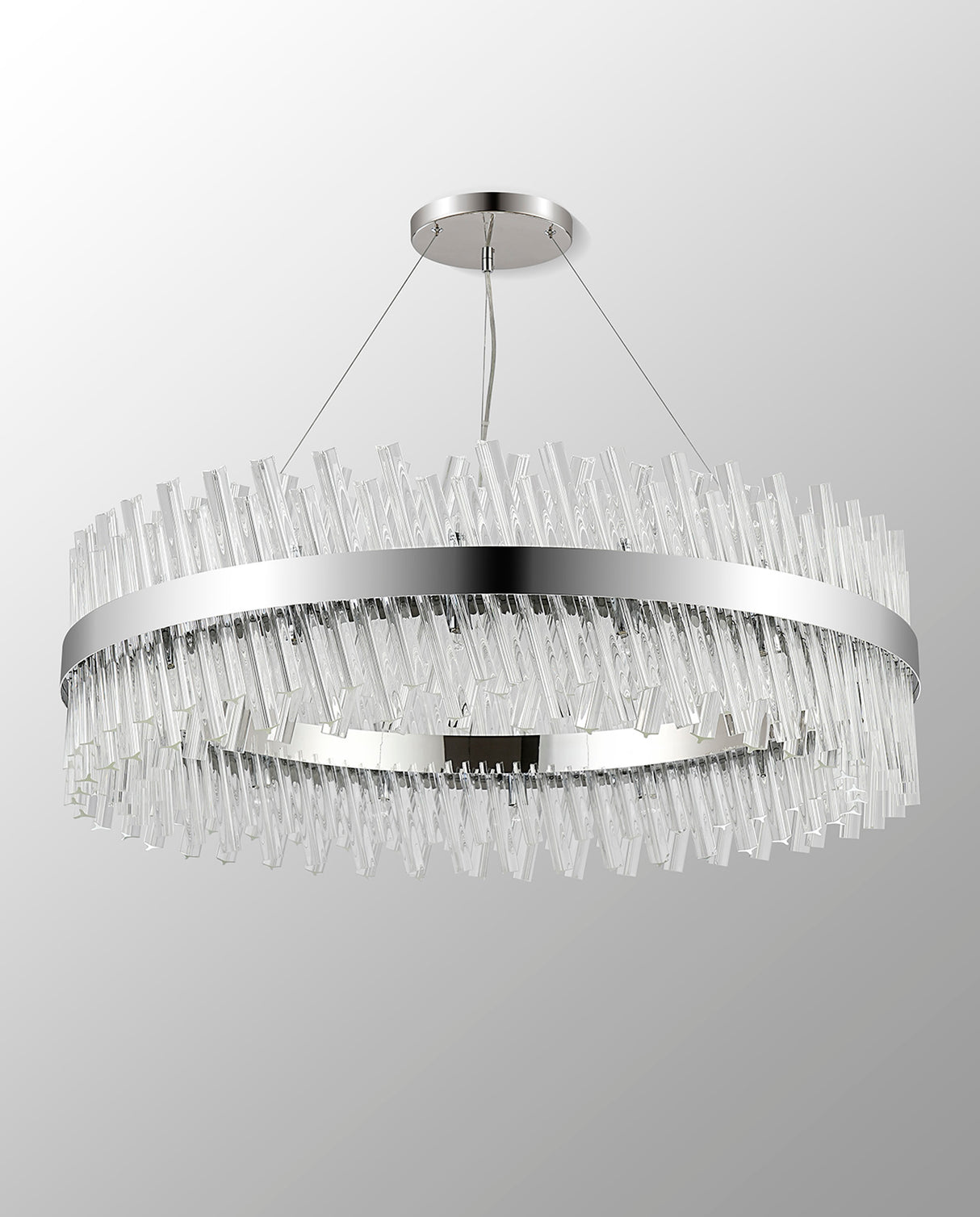 Melville 1m 32 Light G9, Pendant Round, Polished Nickel / Clear Item Weight: 29.51kg
