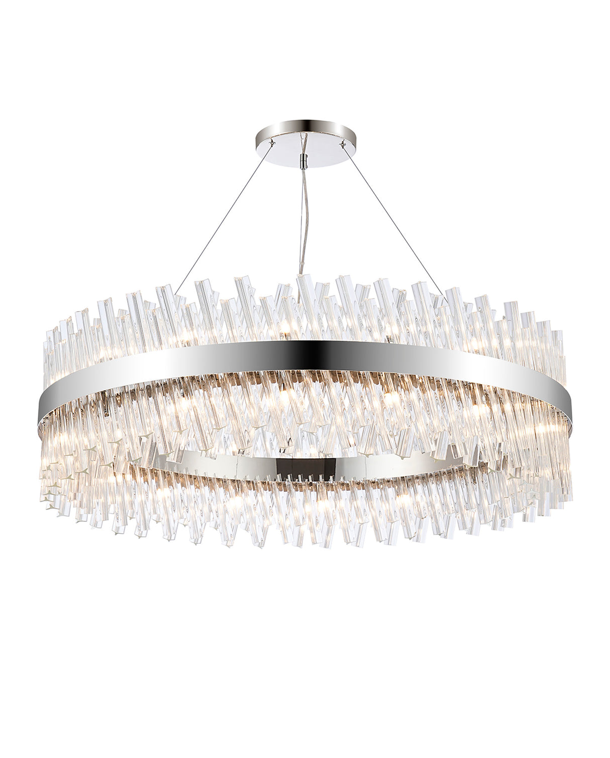 Melville 1m 32 Light G9, Pendant Round, Polished Nickel / Clear Item Weight: 29.51kg