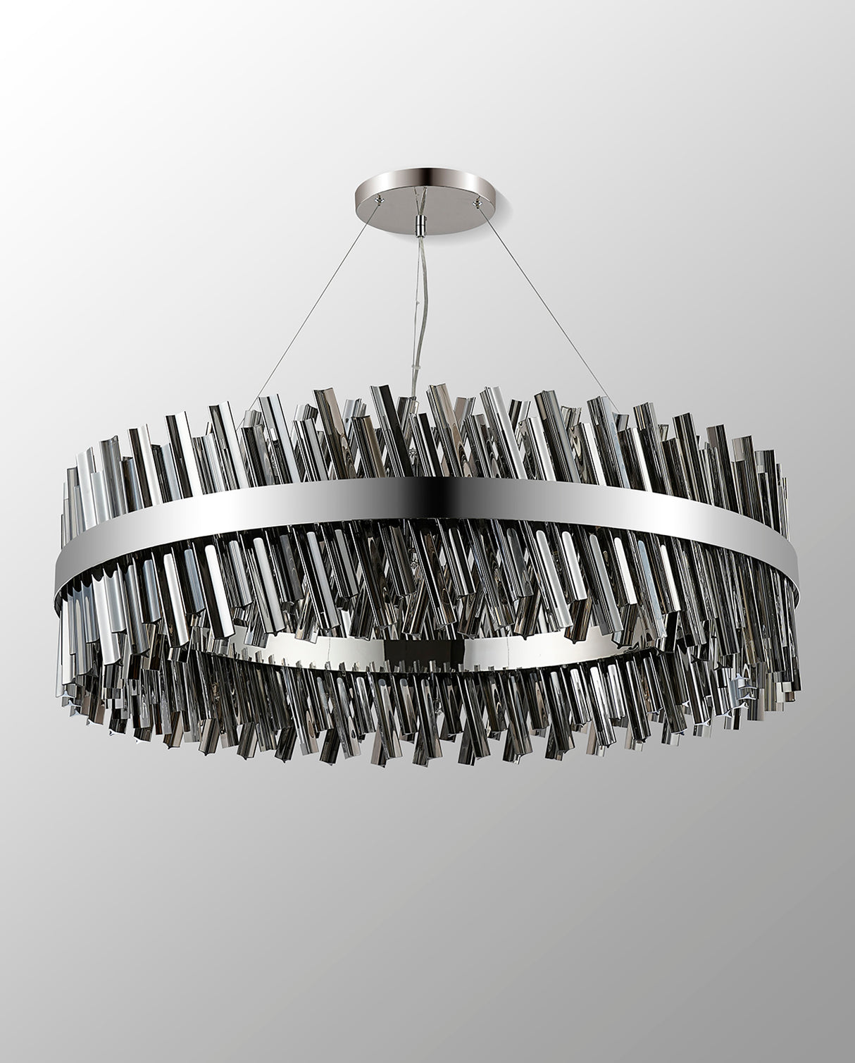 Melville 1m 32 Light G9, Pendant Round, Polished Nickel / Smoke Item Weight: 29.51kg