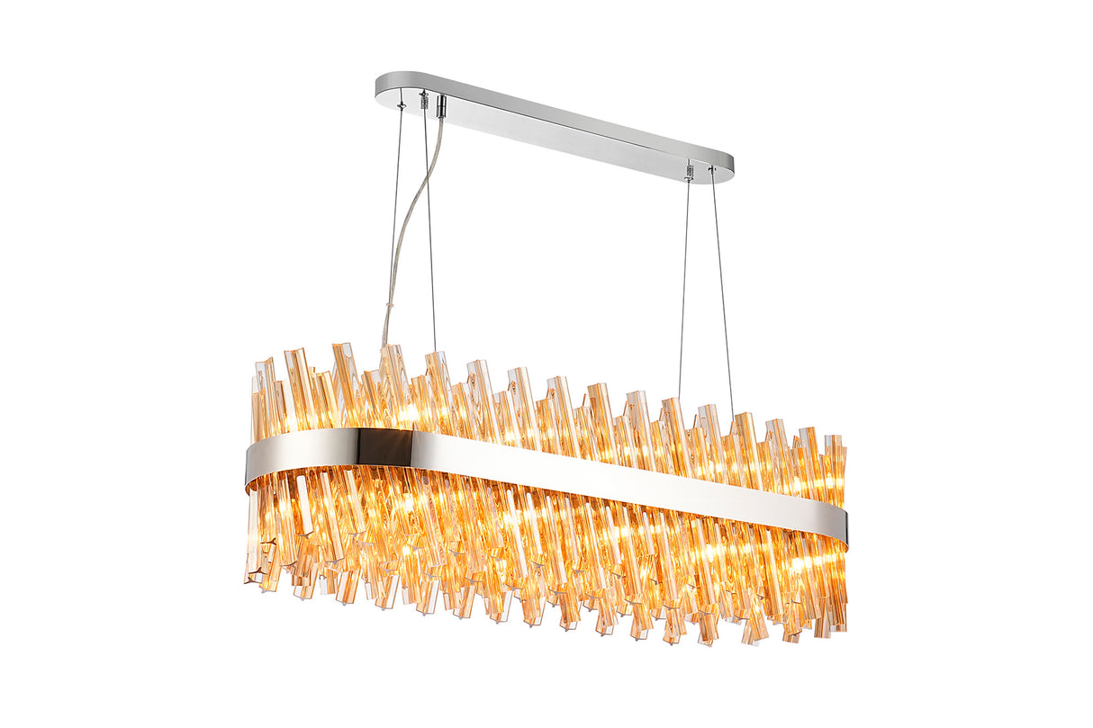 Melville 1m 24 Light G9, Pendant Oblong, Polished Nickel / Amber Item Weight: 22.65kg
