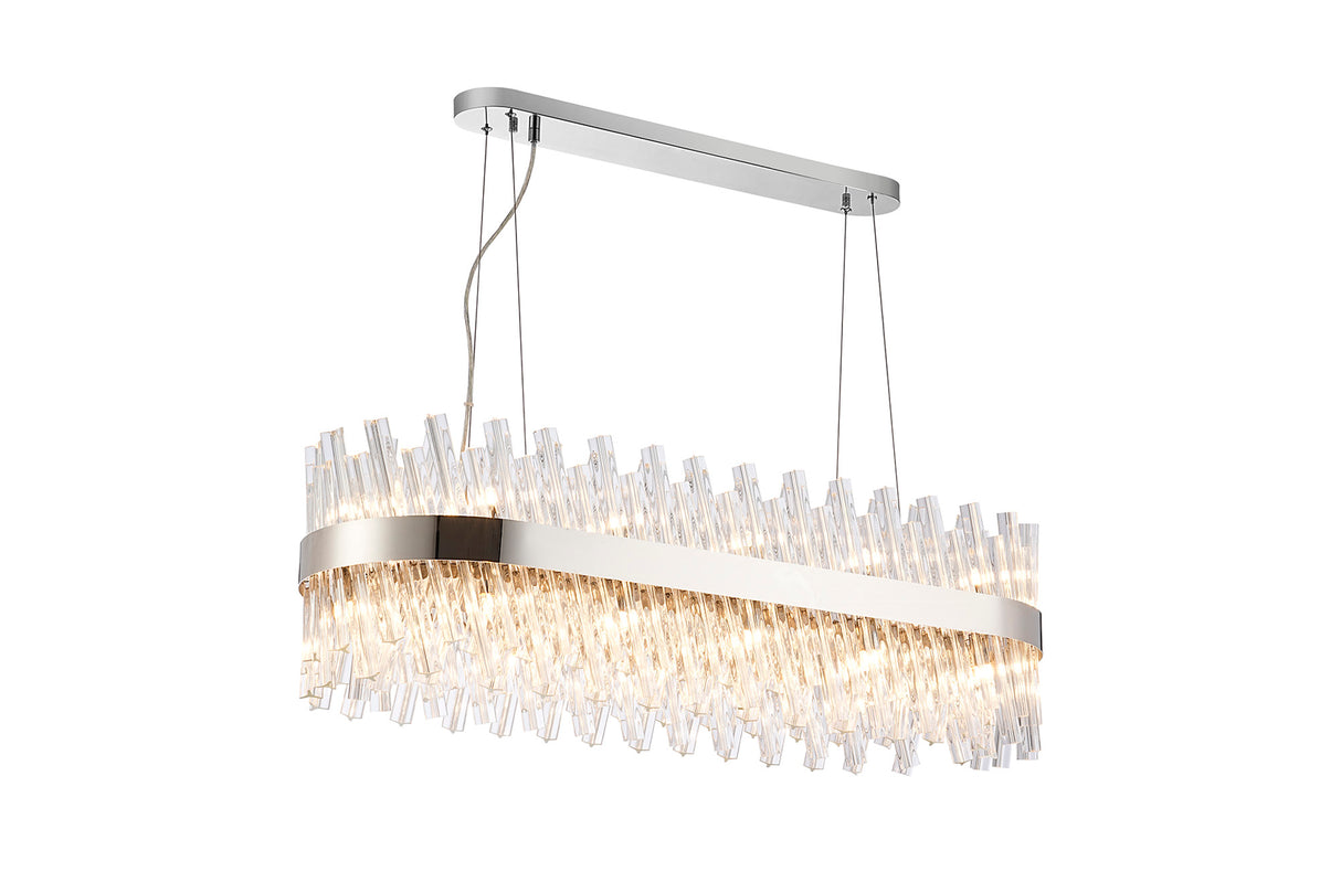 Melville 1m 24 Light G9, Pendant Oblong, Polished Nickel / Clear Item Weight: 22.65kg