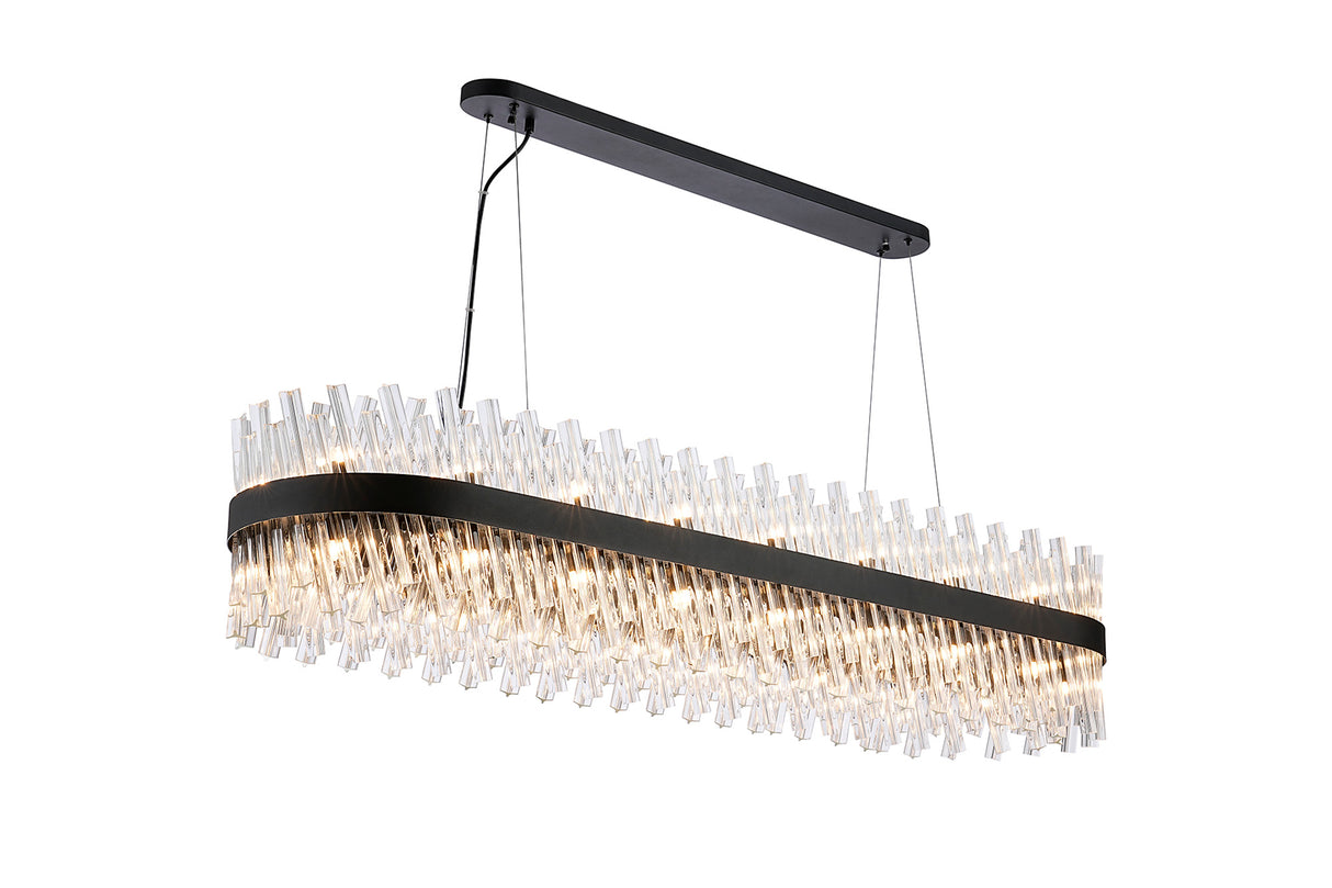 Melville 1.5m 36 Light G9, Pendant Oblong, Satin Black / Clear Item Weight: 33.98kg