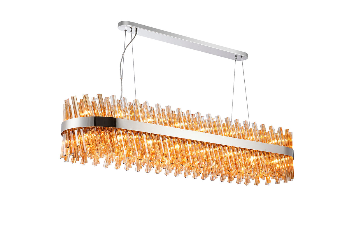 Melville 1.5m 36 Light G9, Pendant Oblong, Polished Nickel / Amber Item Weight: 33.98kg