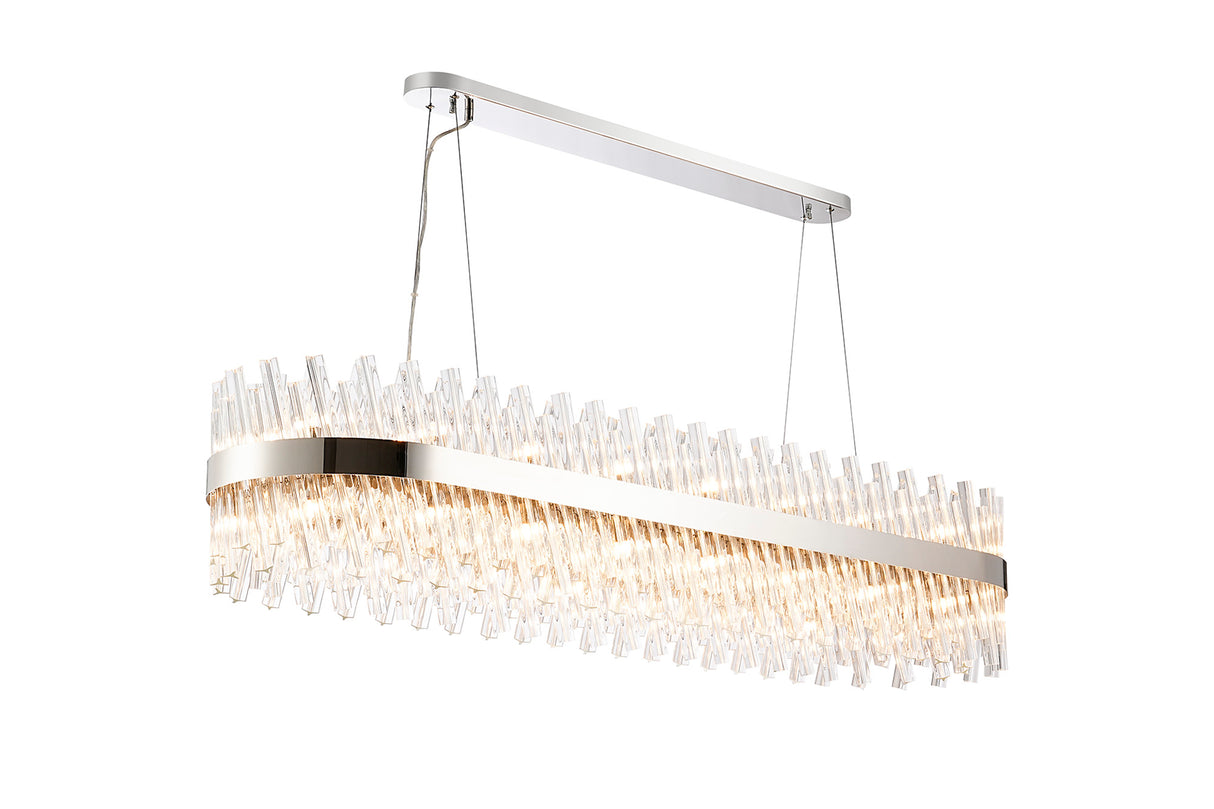 Melville 1.5m 36 Light G9, Pendant Oblong, Polished Nickel / Clear Item Weight: 33.98kg