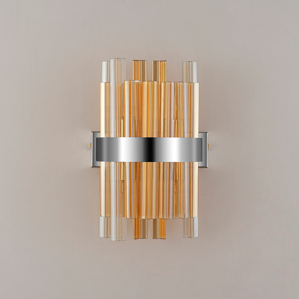 Melville 4 Light G9, Wall Light, Polished Nickel / Amber