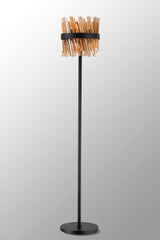 Melville 8 Light G9, Floor Lamp, Satin Black / Amber