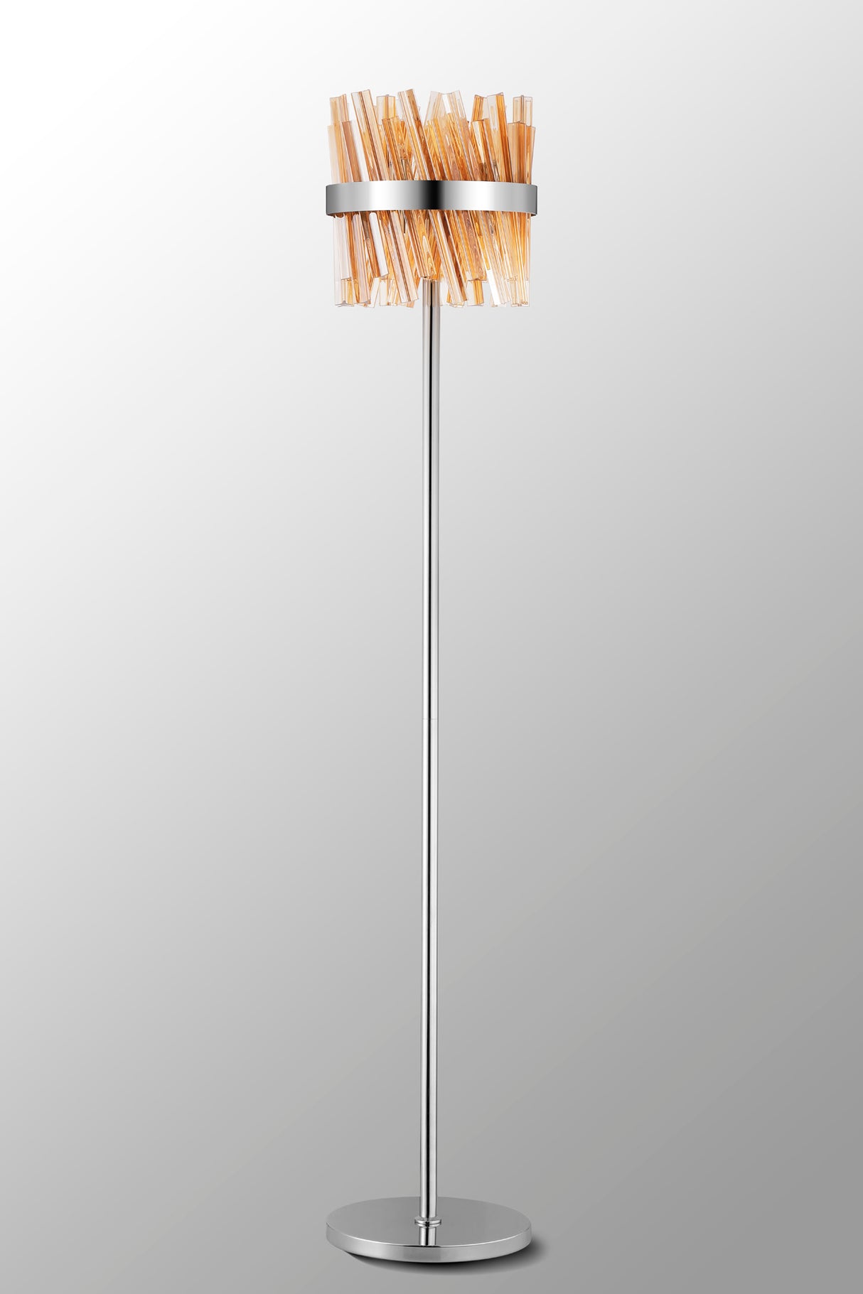 Melville 8 Light G9, Floor Lamp, Polished Nickel / Amber