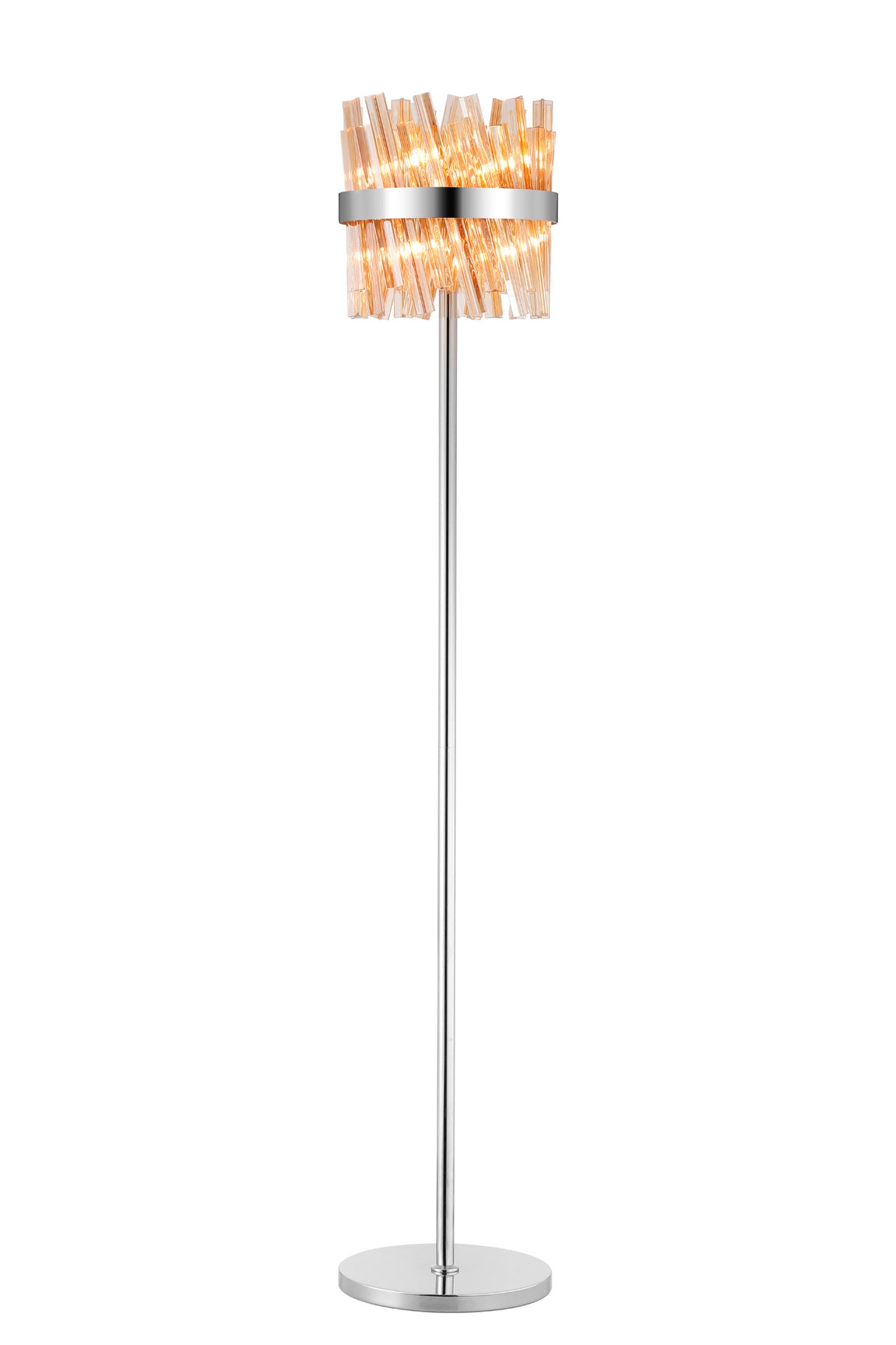 Melville 8 Light G9, Floor Lamp, Polished Nickel / Amber