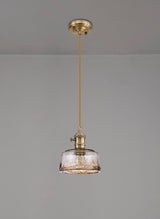 Rae Switched Pendant 1.5m, 1 x E27, Antique Brass / Golden Brown Braided Cable / Brown Bowl Glass