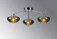 Greaves Flush Ceiling Light, 3 x G9, Polished Chrome/Smoked Glass/Clear Crystal