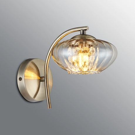 Greaves Wall Lamp, 1 x G9, Antique Brass/Cognac Glass/Clear Crystal