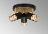 Swinburn 3 Light Round Spotlight GU10, Black / Painted Gold