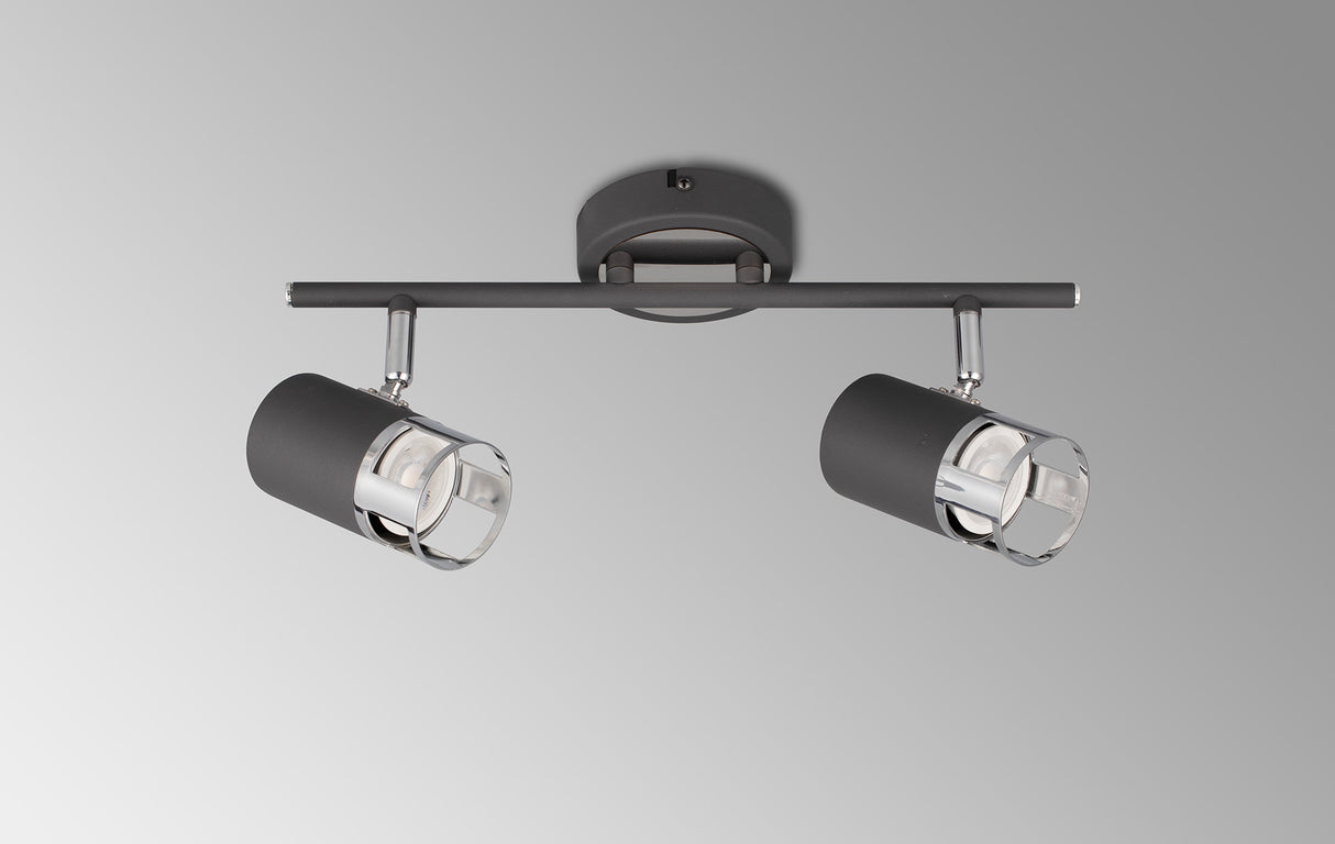 Swinburn 2 Light Linear Bar Spotlight GU10, Graphite / Polished Chrome