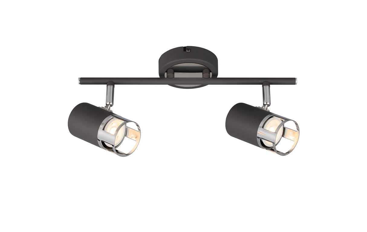 Swinburn 2 Light Linear Bar Spotlight GU10, Graphite / Polished Chrome