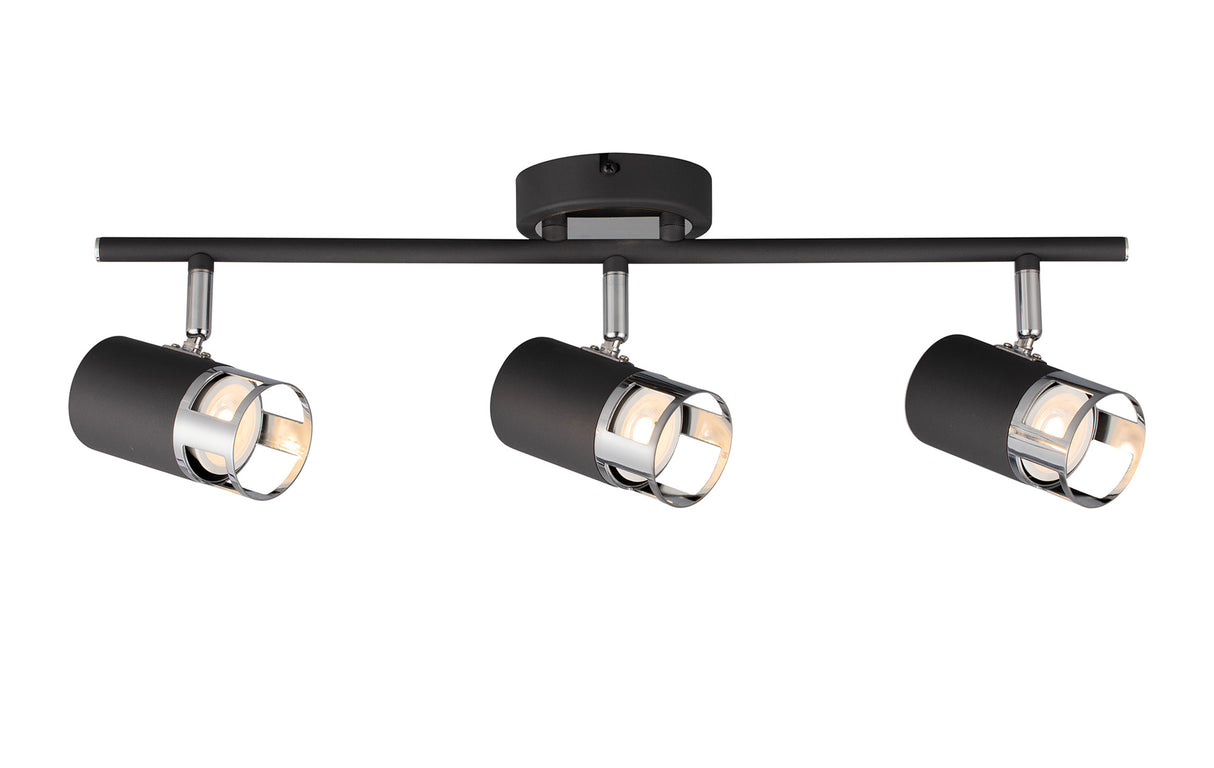 Swinburn 3 Light Linear Bar Spotlight GU10, Graphite / Polished Chrome