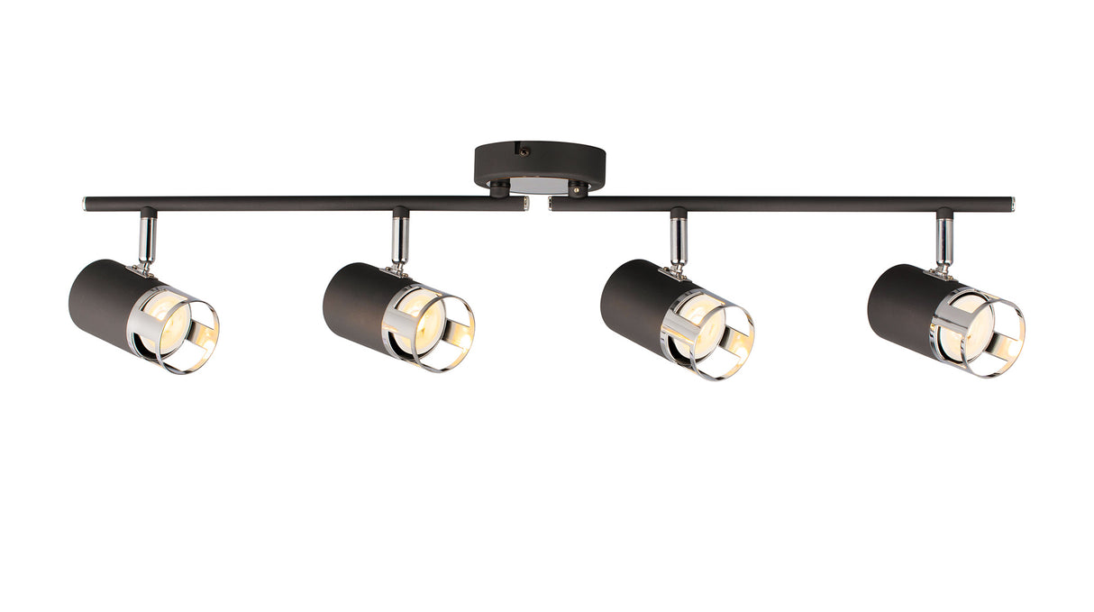 Swinburn 4 Light Linear Bar Spotlight GU10, Graphite / Polished Chrome