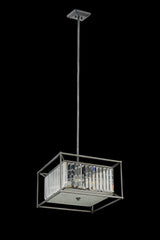 Bramble Fixed Pendant / Semi Ceiling, 4 x E14, Pewter / Clear / Grain Glass