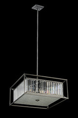 Bramble Fixed Pendant / Semi Ceiling, 6 x E14, Pewter / Clear / Grain Glass