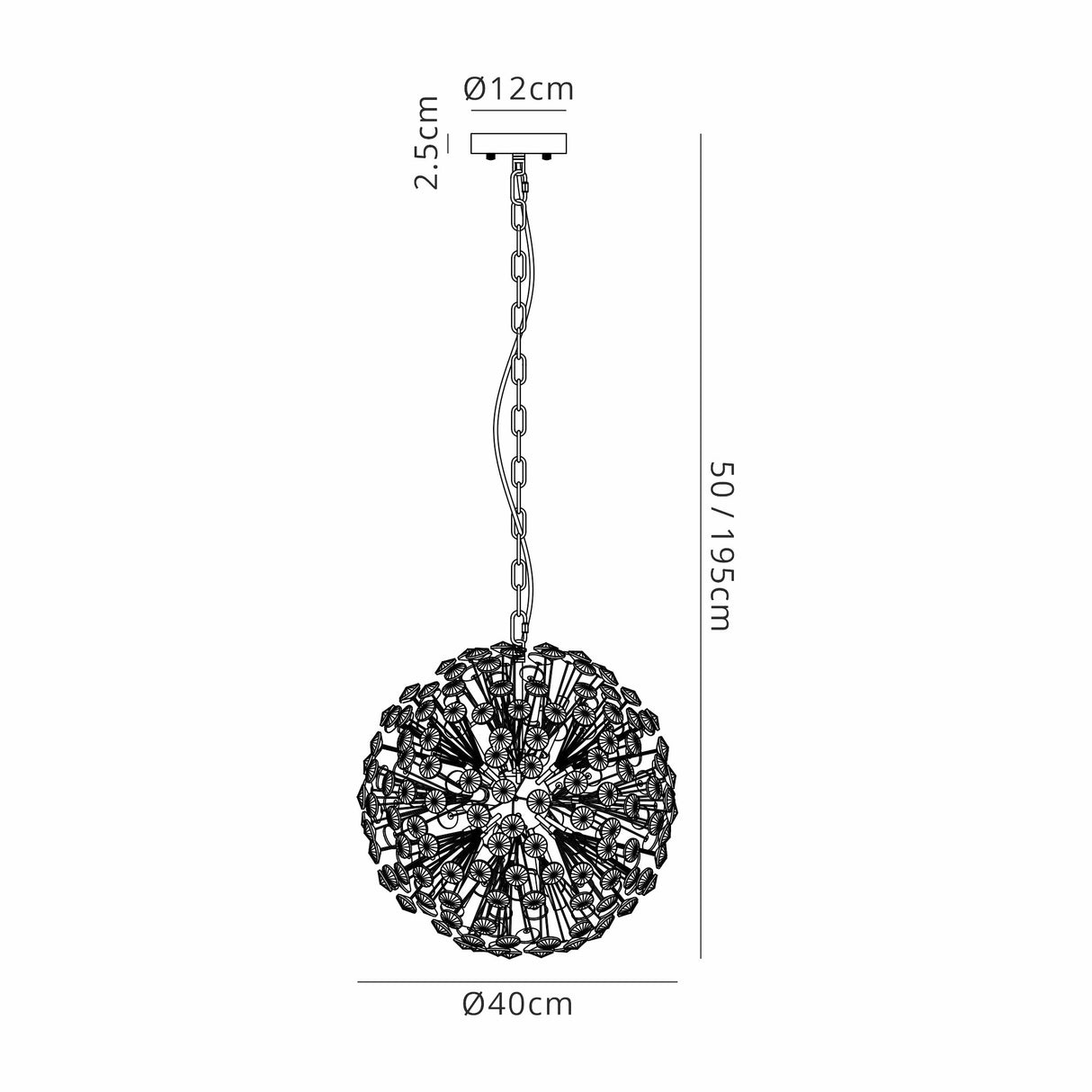Byrne 40cm Sphere Pendant 9 x G9 French Gold/Crystal