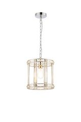 Ellison Round Drum Pendant/Semi Ceiling, 1 Light E27, Polished Nickel