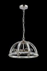 Ellison Medium Dome Pendant, 3 Light E27, Polished Nickel
