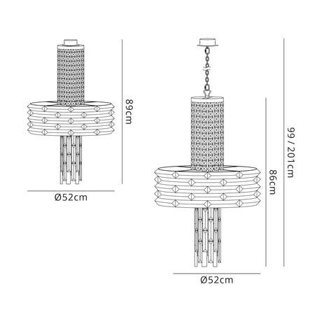 Henderson Pendant/Convertible To Semi Flush, 7 x E14, Polished Chrome/Crystal