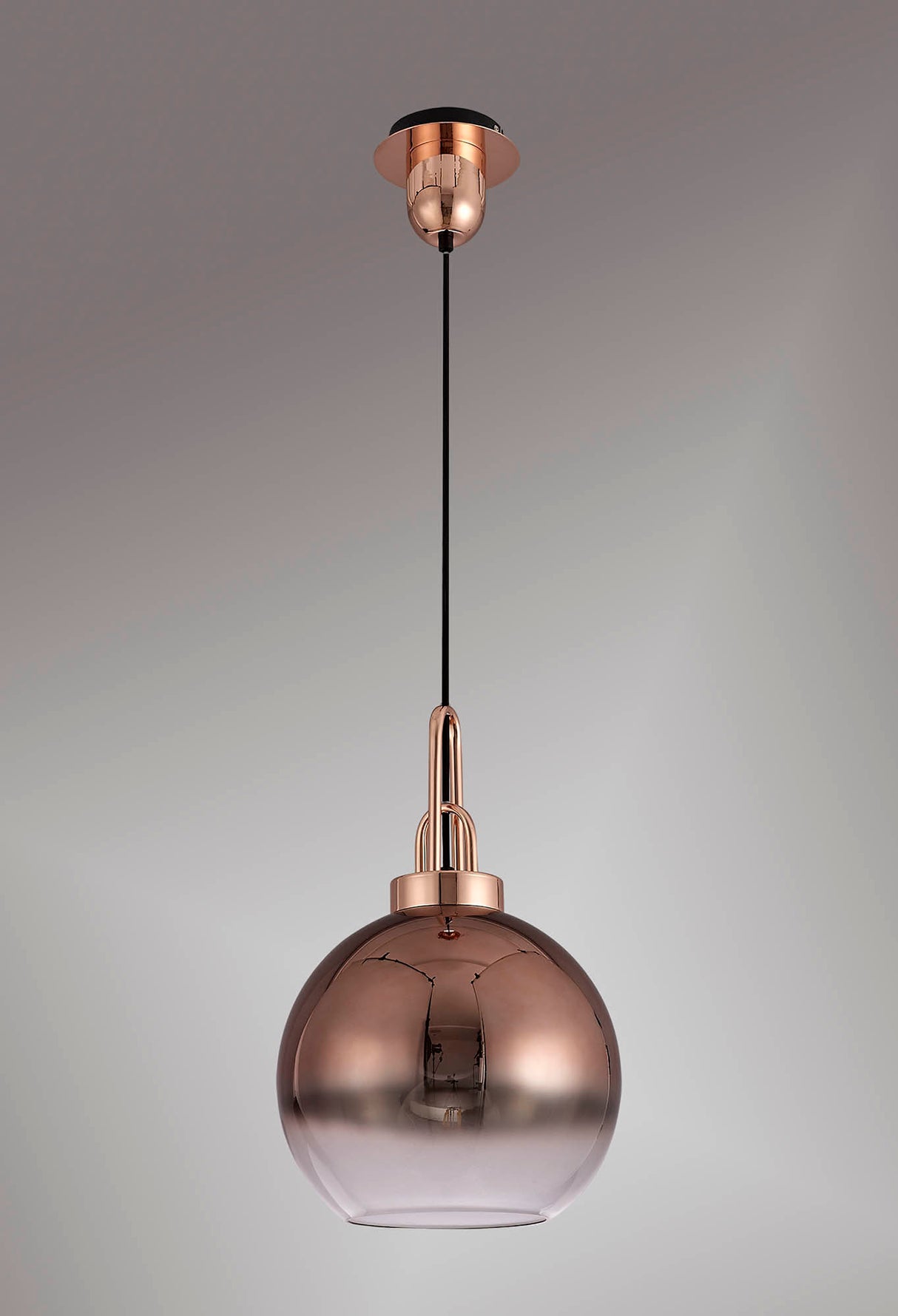Allardyce 1 Light Pendant E27 With 30cm Globe Glass, Copper/Matt Black/Clear