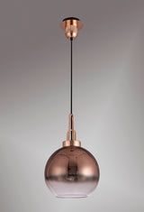 Allardyce 1 Light Pendant E27 With 30cm Globe Glass, Copper/Matt Black/Clear