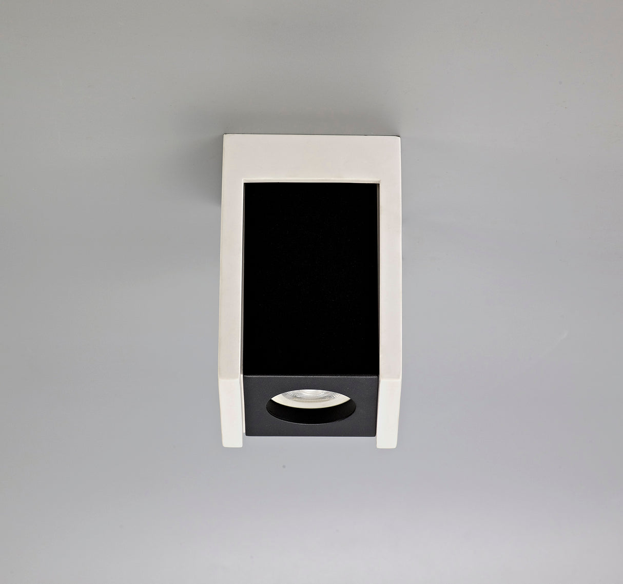 Holloway 1 Light Square Ceiling GU10, White Paintable Gypsum With Matt Black Cover