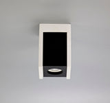 Holloway 1 Light Square Ceiling GU10, White Paintable Gypsum With Matt Black Cover