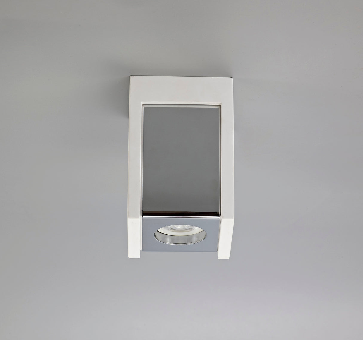 Holloway 1 Light Square Ceiling GU10, White Paintable Gypsum With Polished Chrome Cover
