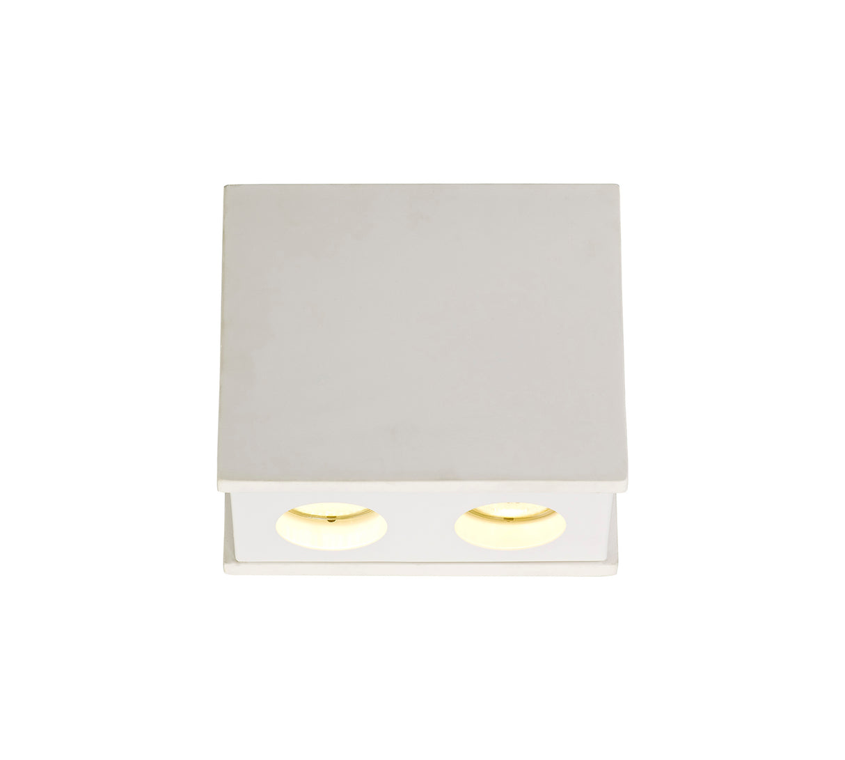 Holloway 2 Light Rectangular Ceiling GU10, White Paintable Gypsum With Matt White Cover