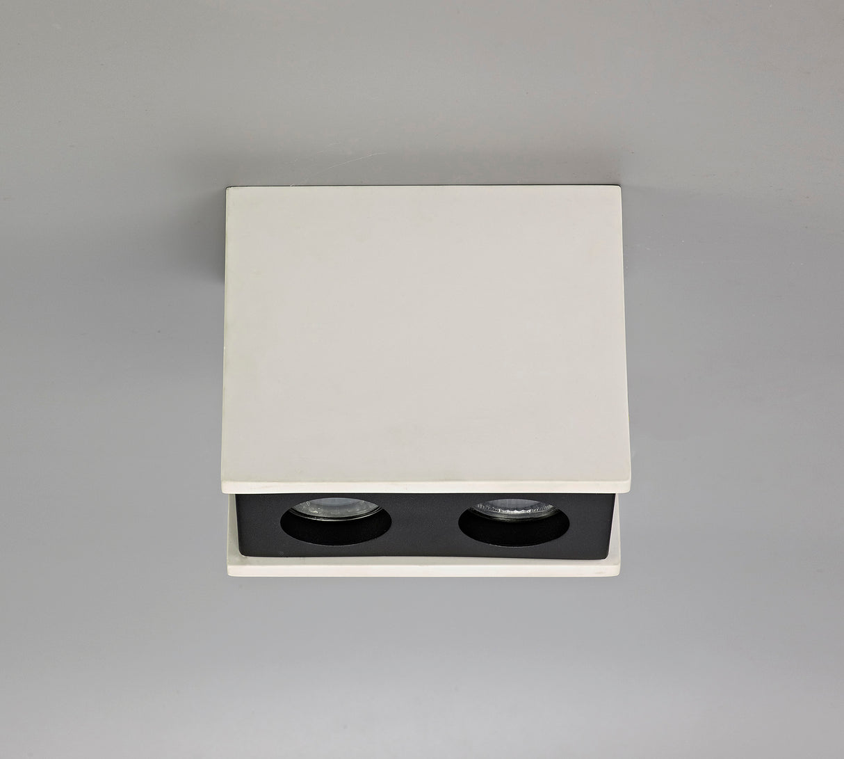 Holloway 2 Light Rectangular Ceiling GU10, White Paintable Gypsum With Matt Black Cover