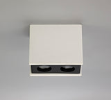 Holloway 2 Light Rectangular Ceiling GU10, White Paintable Gypsum With Matt Black Cover